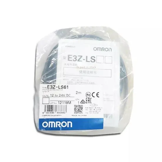 Hình tham khảo bao bì E3Z-LS61 với tem model nhìn thấy; không phải bằng chứng hàng tồn hoặc lô hiện tại